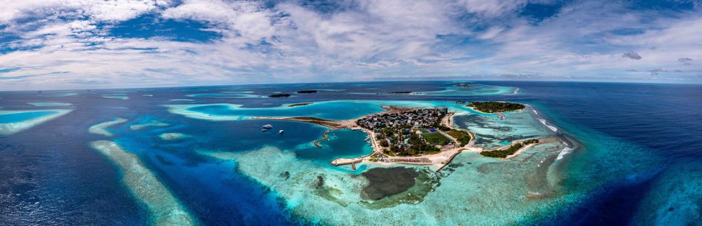 Panorámica de la isla de Guraidhoo en maldivas